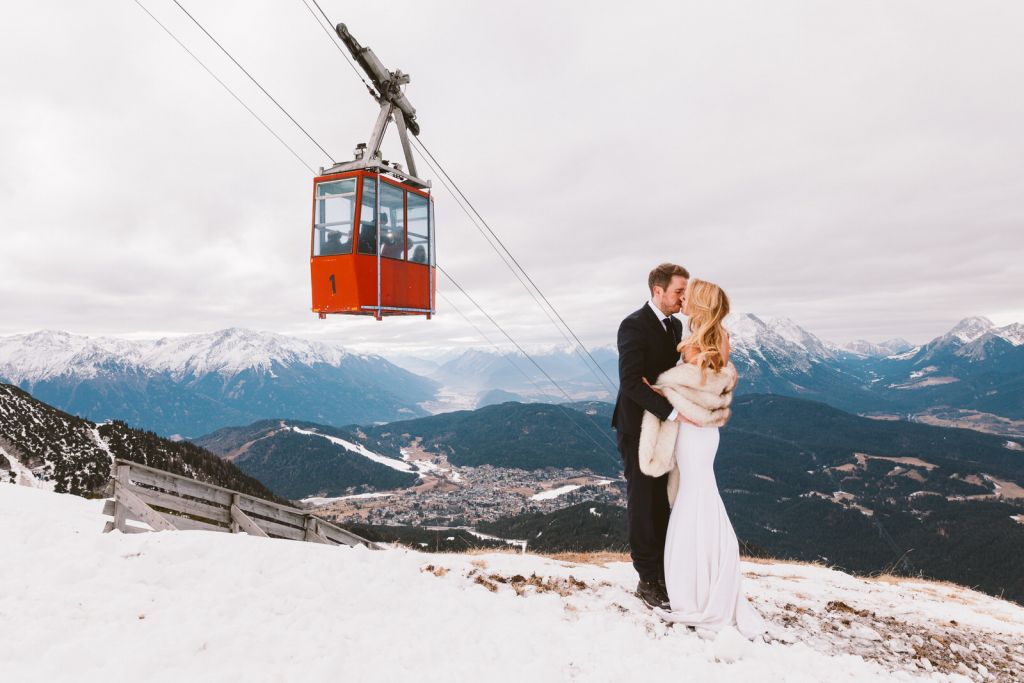 winter snow adventurous mountain elopement wedding