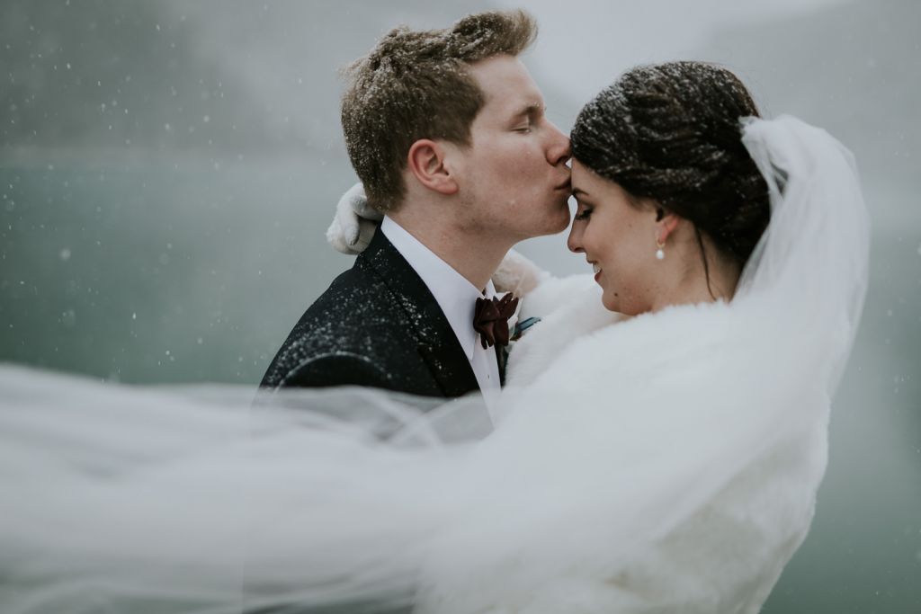 winter snow adventurous mountain elopement wedding