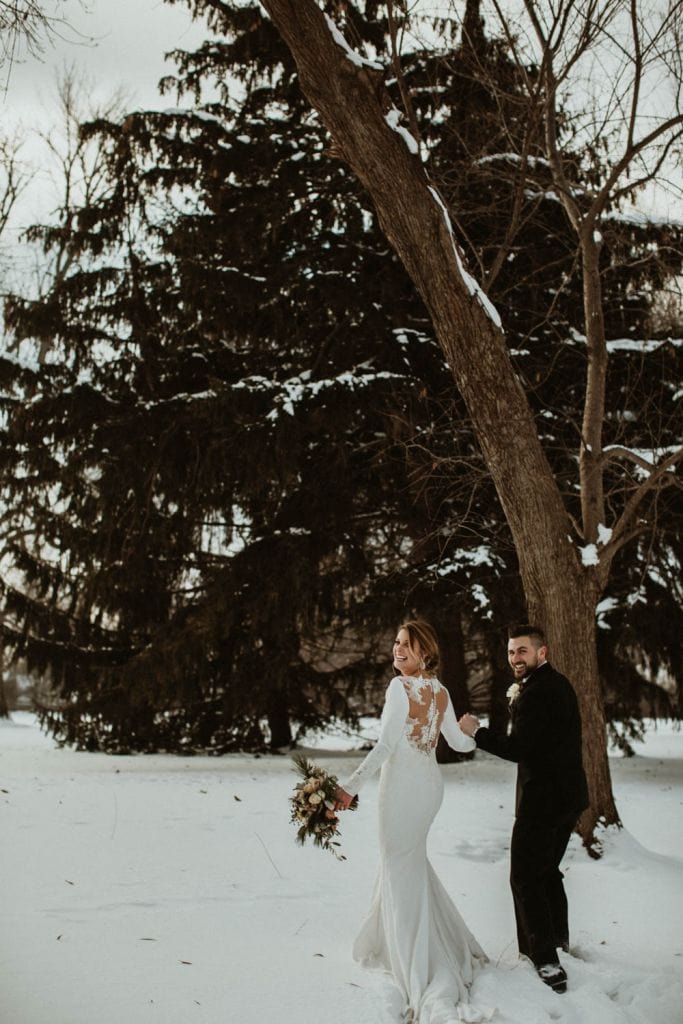 winter snow adventurous mountain elopement wedding
