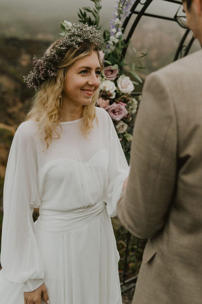 Madison + Kanyon bride staring at husband during ceremony.