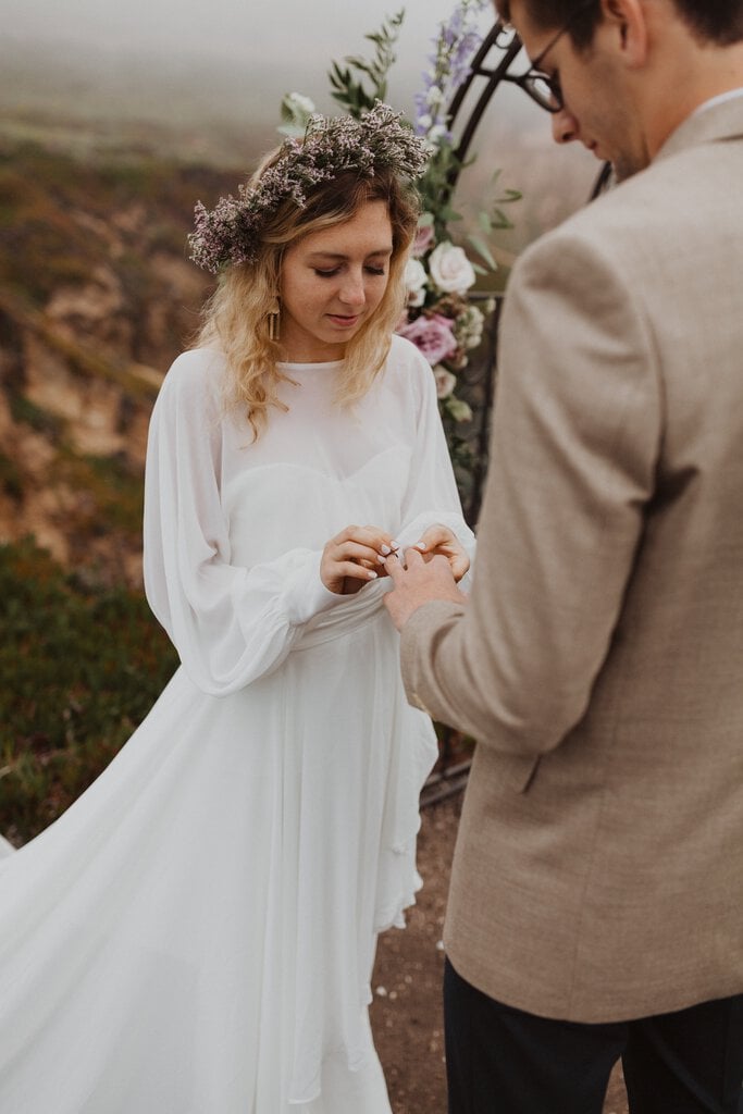 Madison + Kanyon bride exchanging vows during elopement.