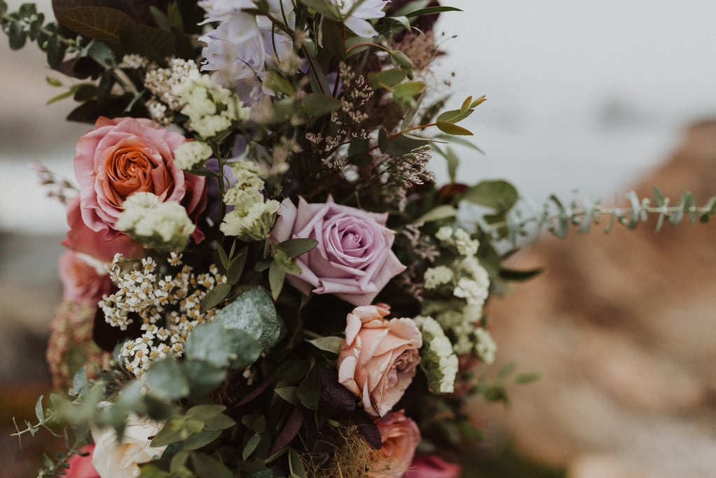 Madison + Kanyon Floral arrangements for intimate wedding by Autumn Reid.
