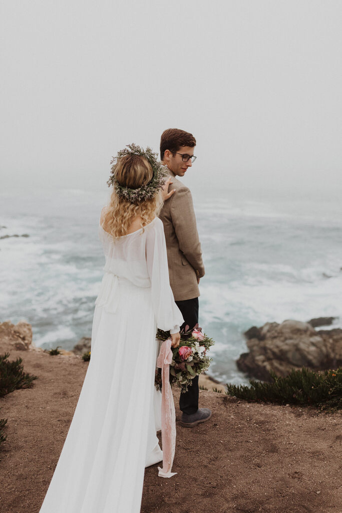 Madison + Kanyon First look for bride and groom.