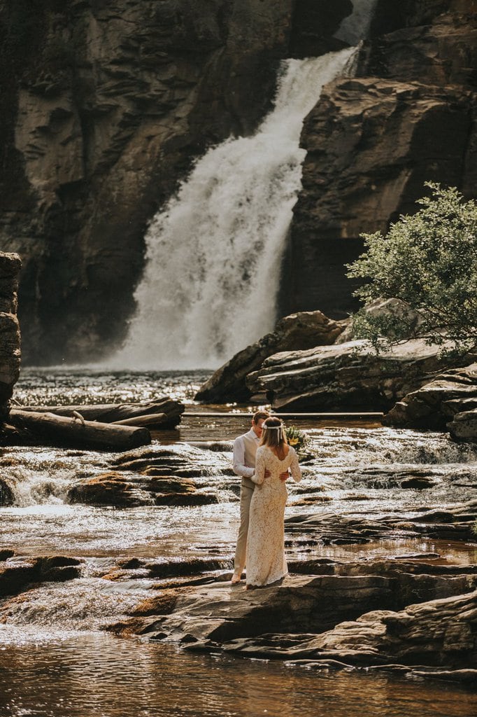 monica leavell photo linville gorge wilderness north carolina adventure elopement 006 North Carolina waterfall elopement.