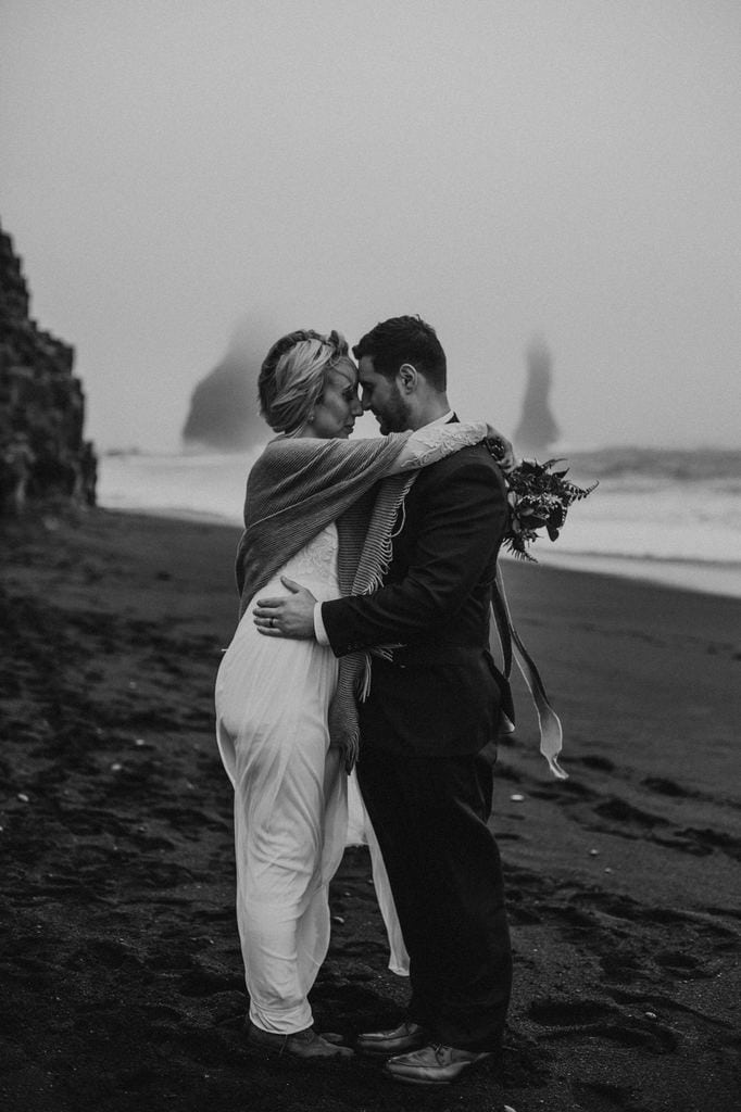Iceland elopement by the beach.