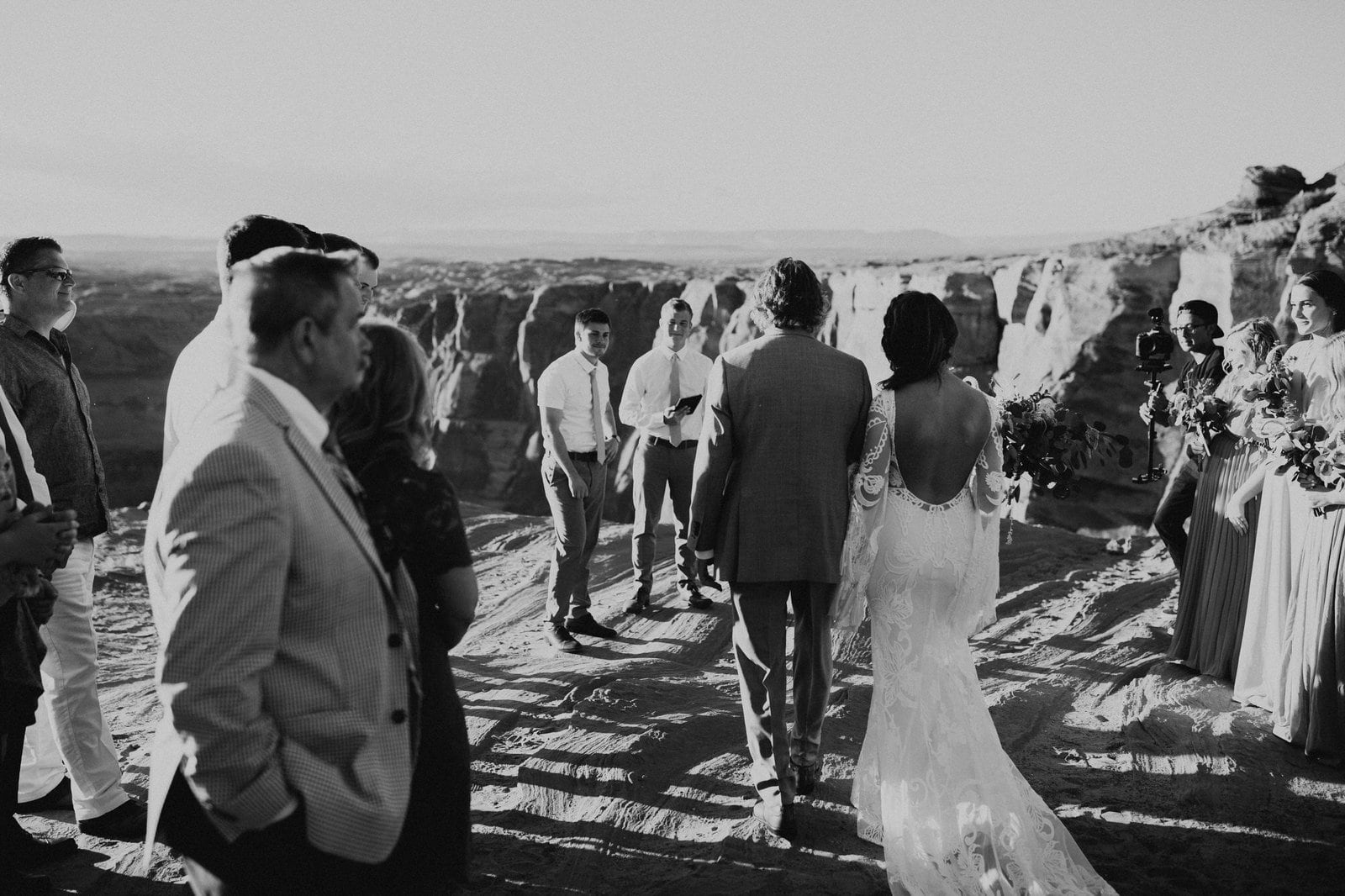 Savanna-Kaye-Horseshoe-Bend-Antelope-Canyon-Elopement_Arizona-6340 Bride walks down for ceremony.