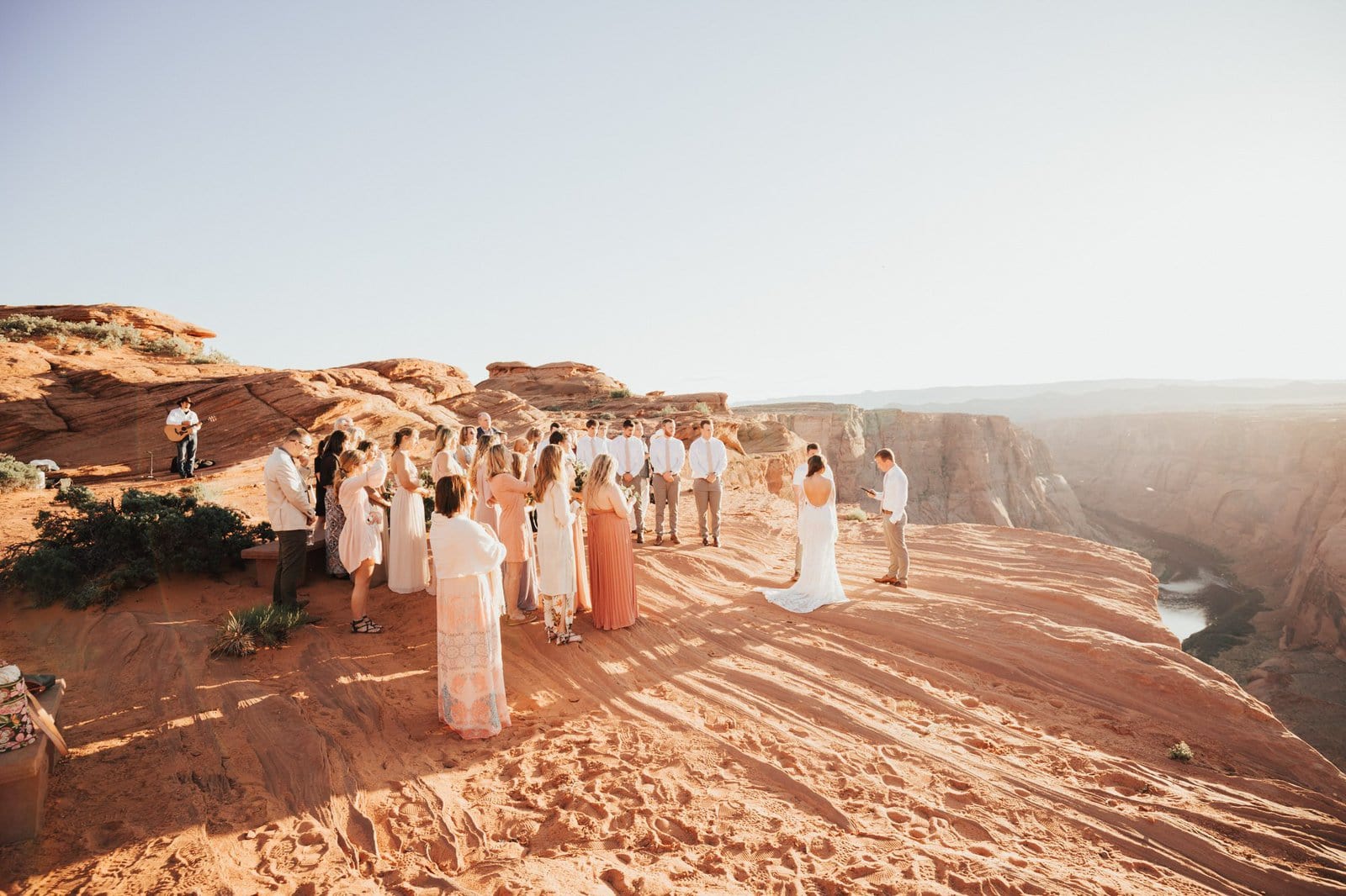 Savanna-Kaye-Horseshoe-Bend-Antelope-Canyon-Elopement_Arizona-6399 Wedding ceremony at Horseshoe Bend in Arizona.