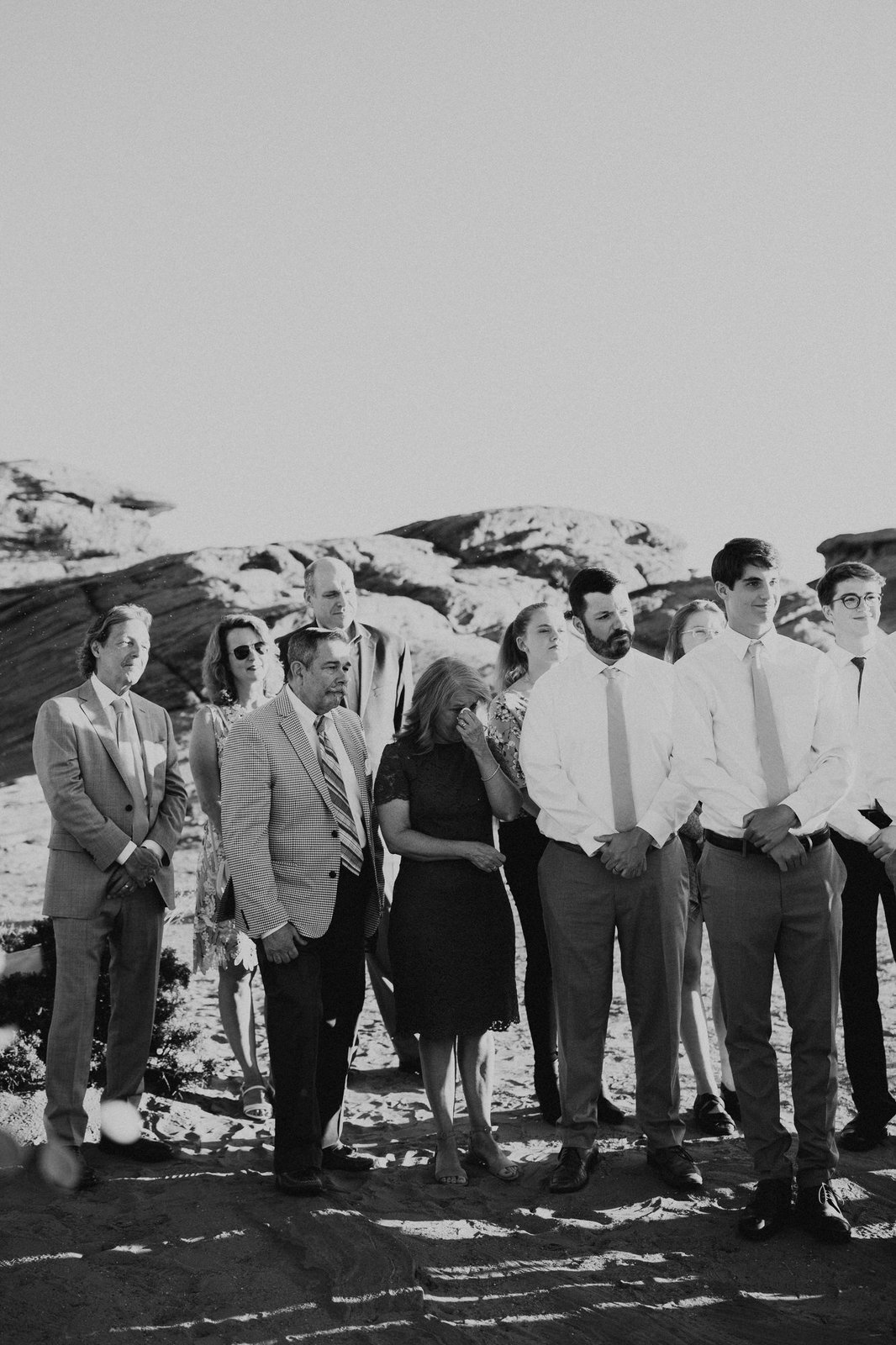 Savanna-Kaye-Horseshoe-Bend-Antelope-Canyon-Elopement_Arizona-6498 bridal party during the ceremony in Arizona.
