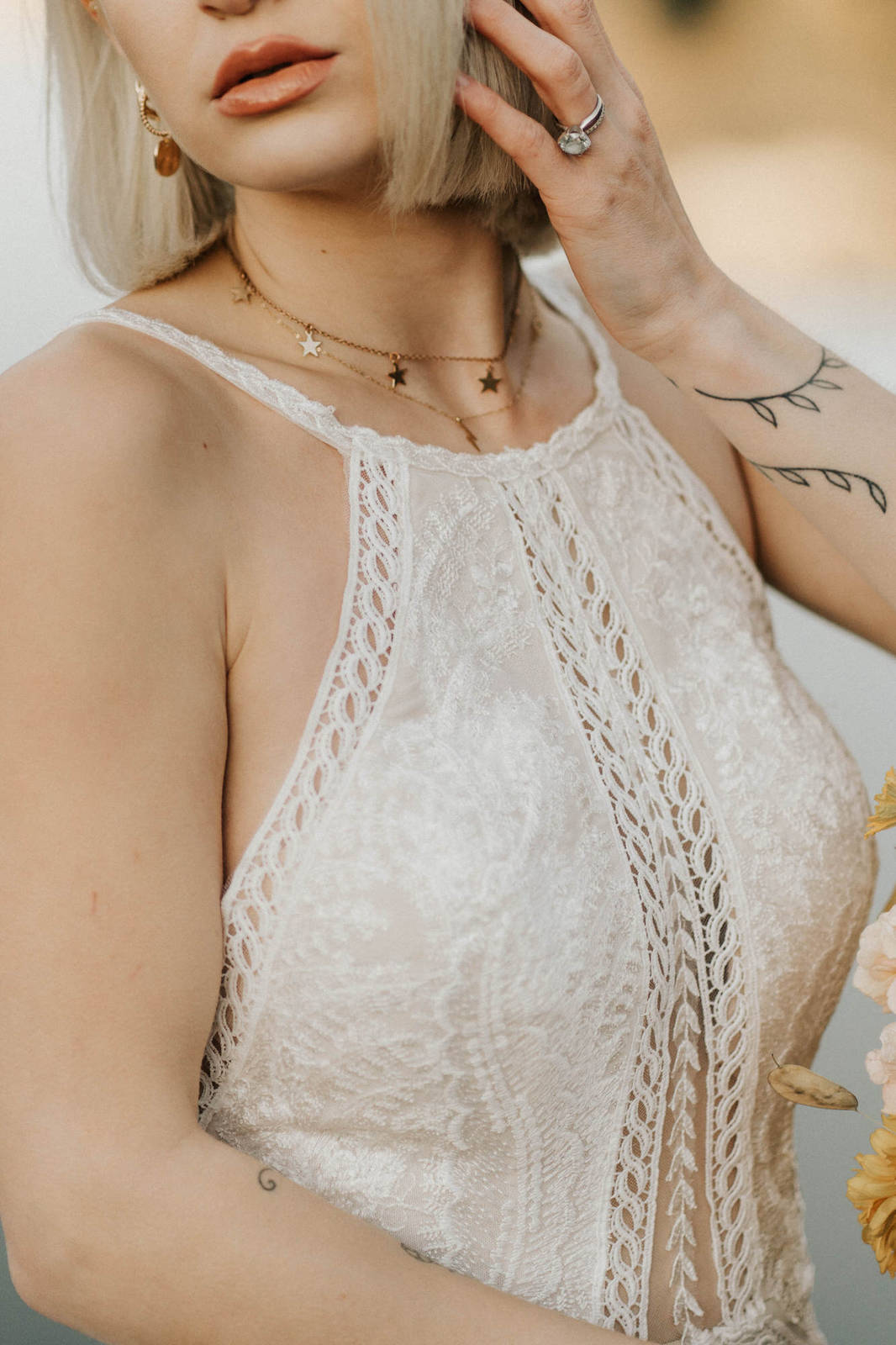 India boho wedding dress details.