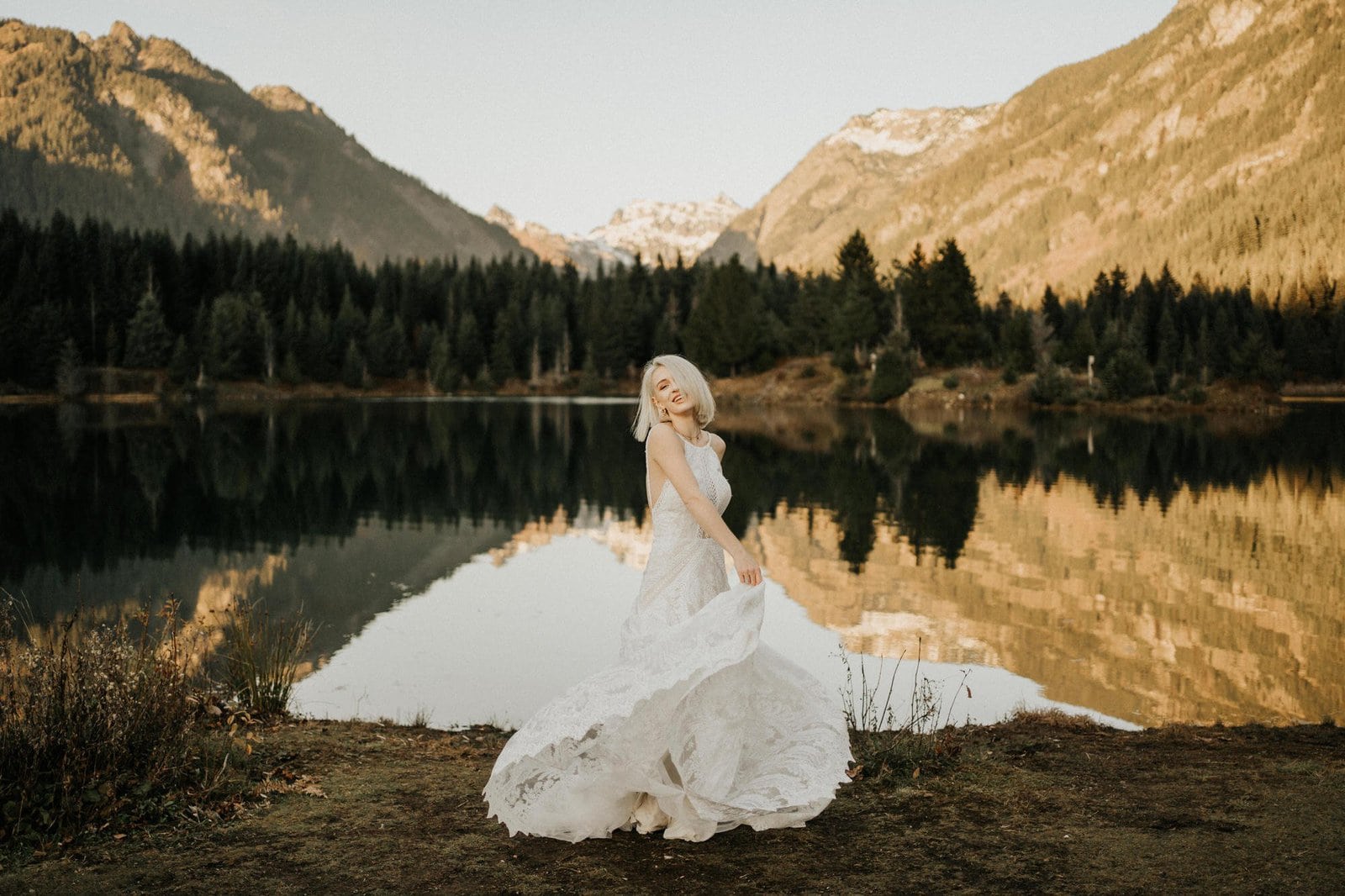 Bride twirling in India gown.