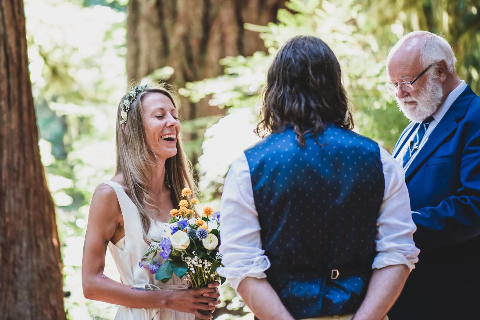 Bride exchanges vows during ceremony.