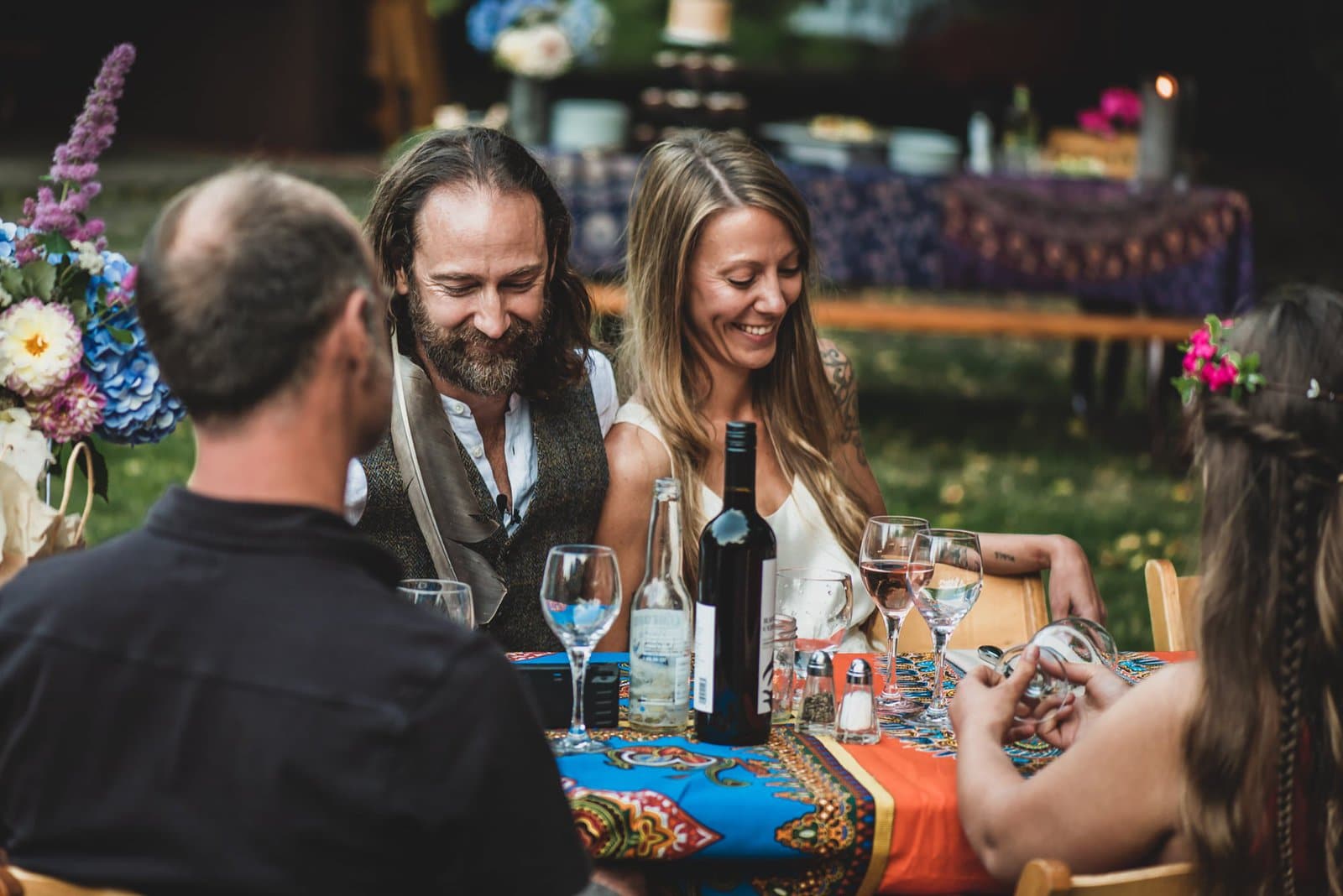 Bride and groom intimate moment.