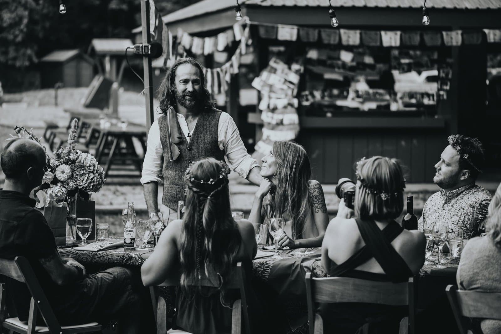 intimate moment when groom says speech.