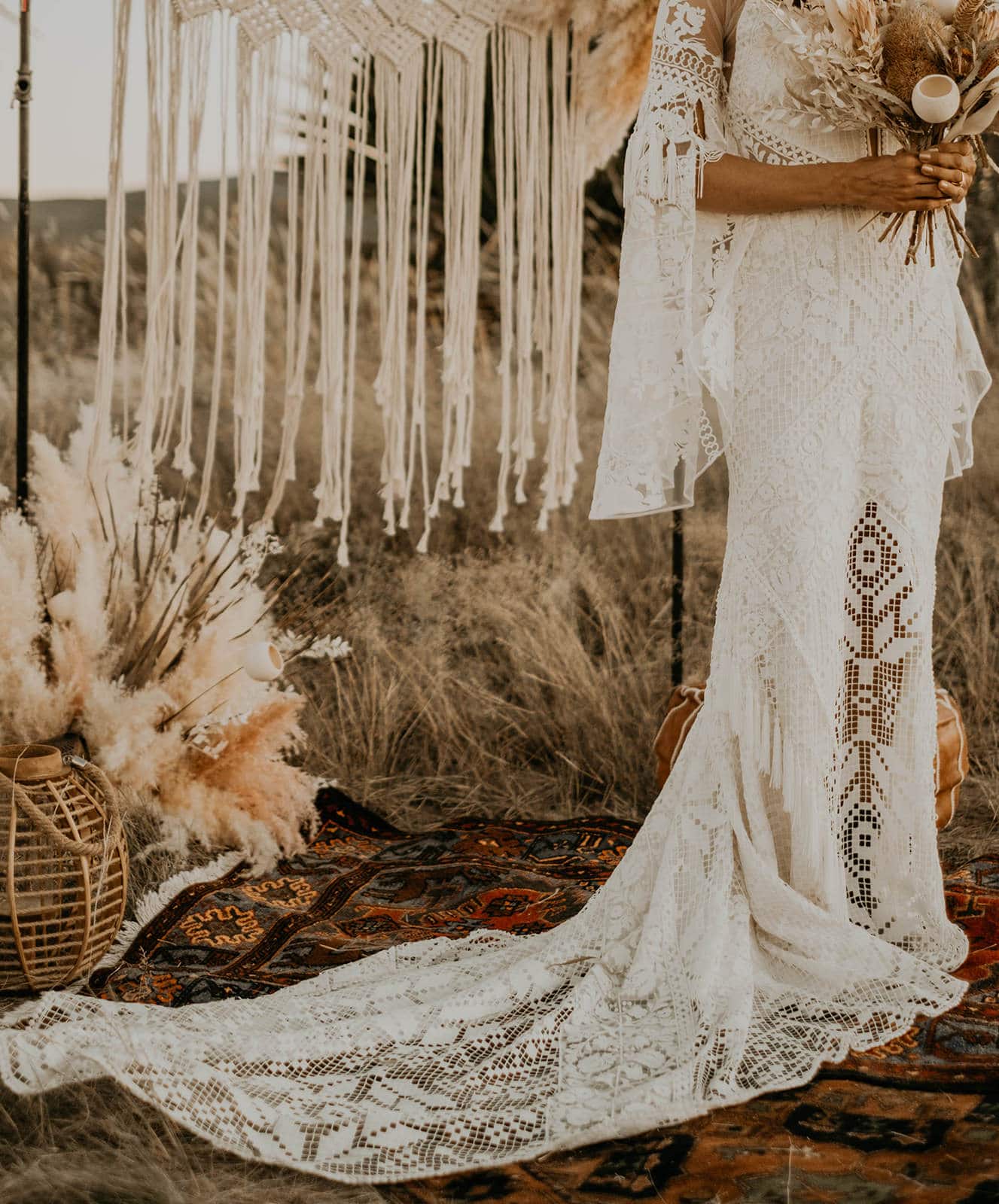 Marfa Eclectic Elopement A&Be Bridal gown details.