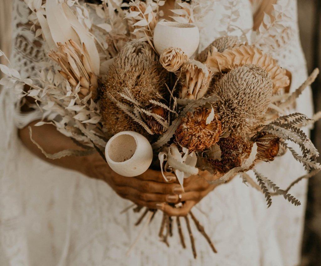 Marfa Eclectic Elopement boho bridal bouquet detail shot.