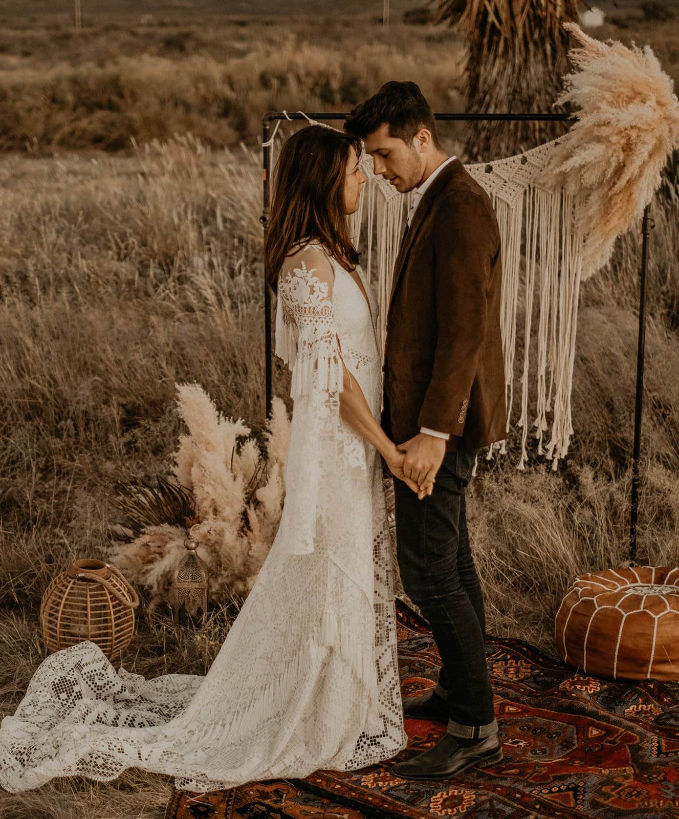 Marfa Eclectic Elopement bride and groom portrait shot.
