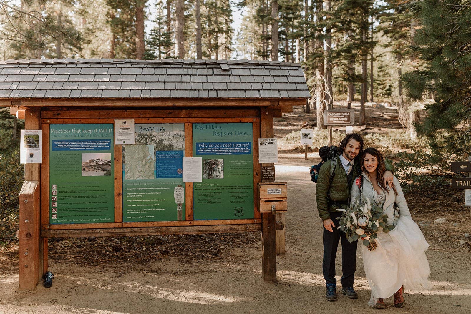 bride and groom wedding hike.