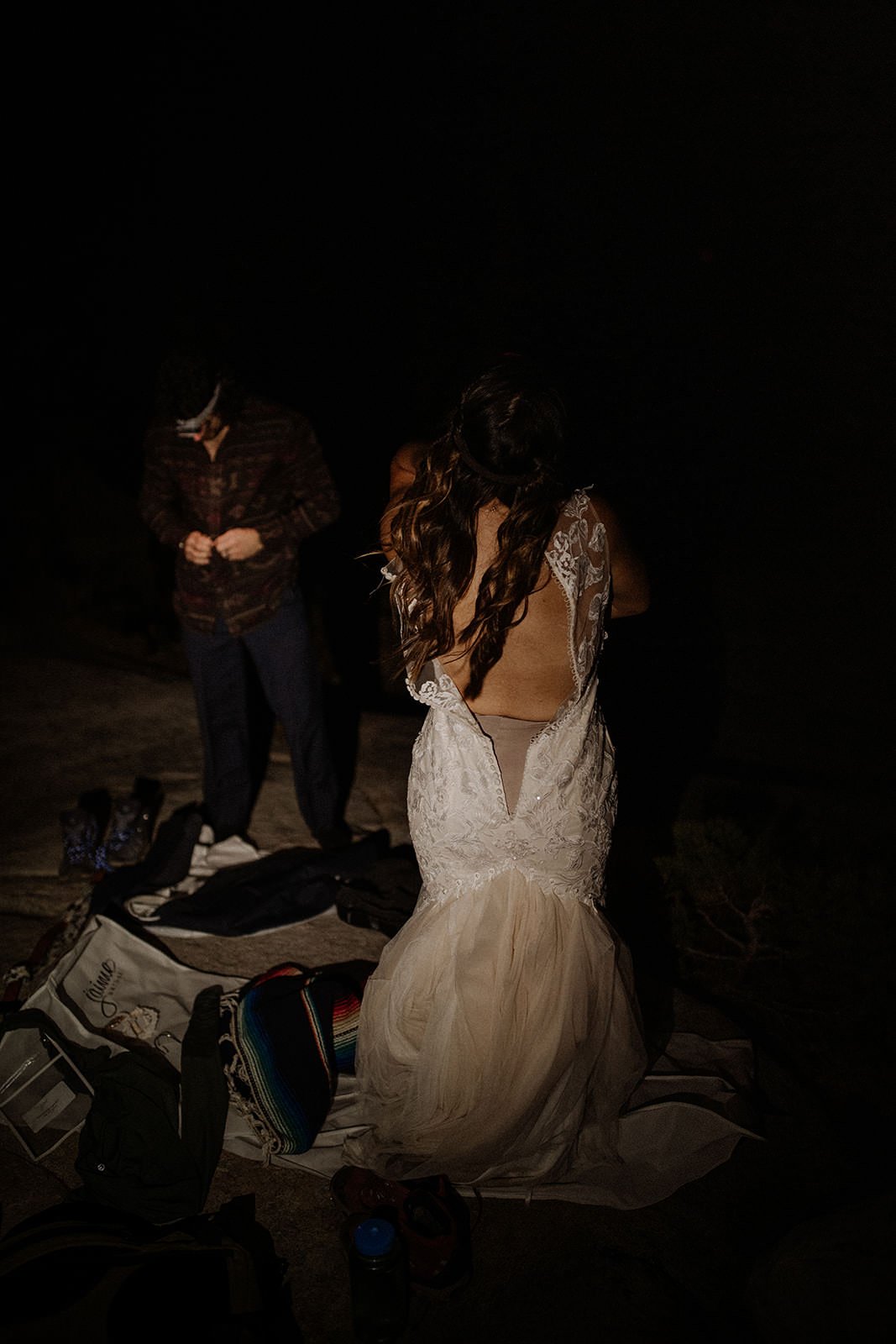 getting dressed during wedding adventure