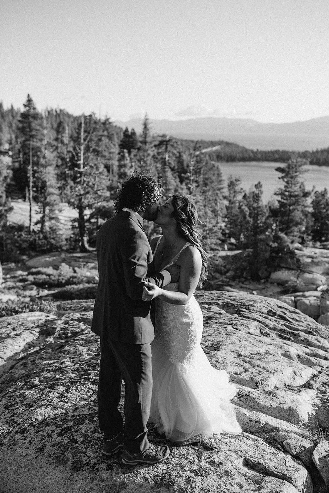 bride and groom slow dancing on wedding adventure