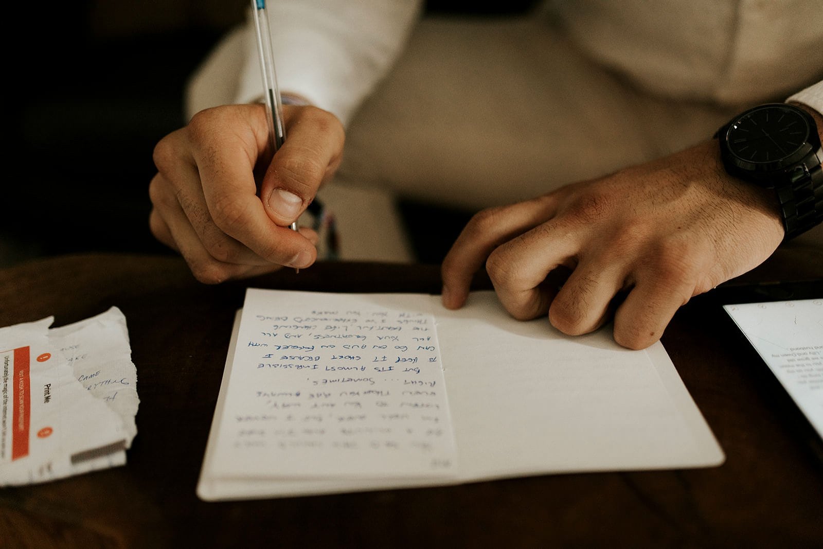 Jamie & Joey groom writing his vows
