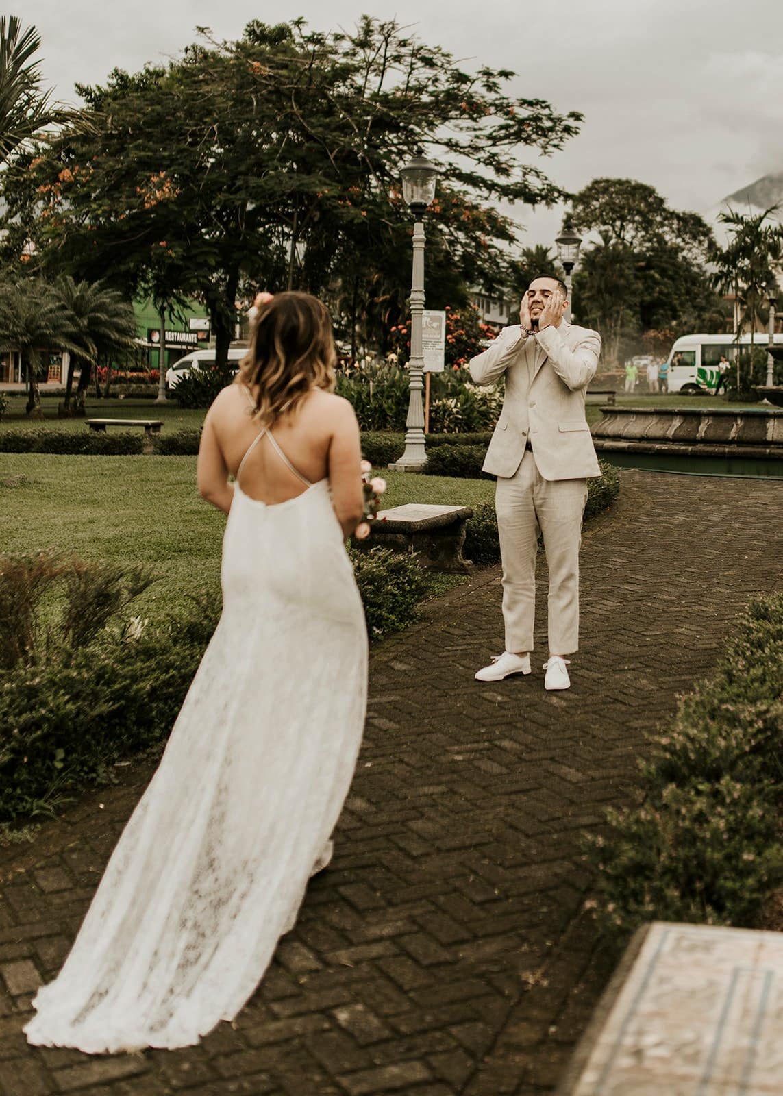 Jamie & Joey groom reacting to seeing his bride