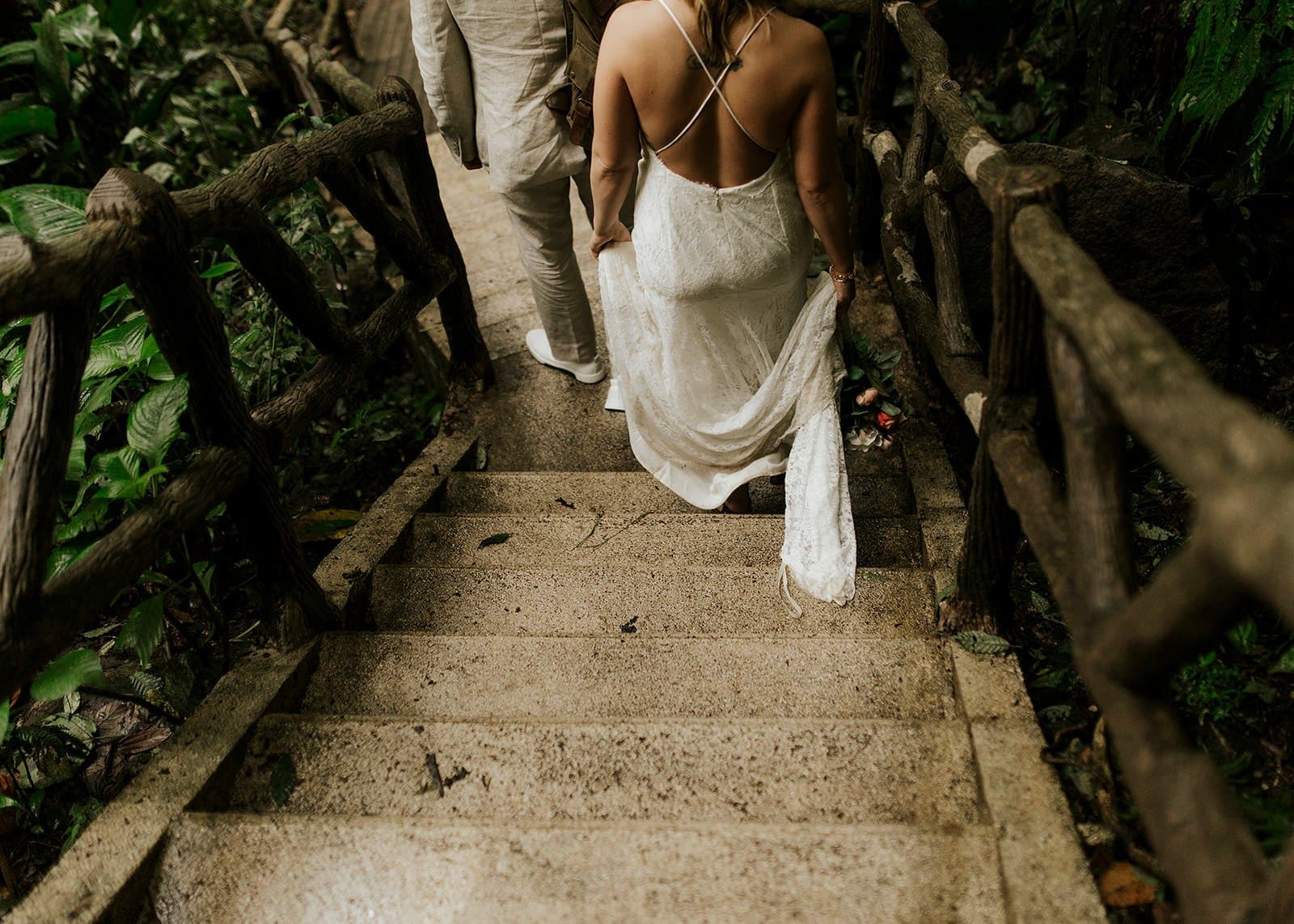 Jamie & Joey waterfall hike during elopement