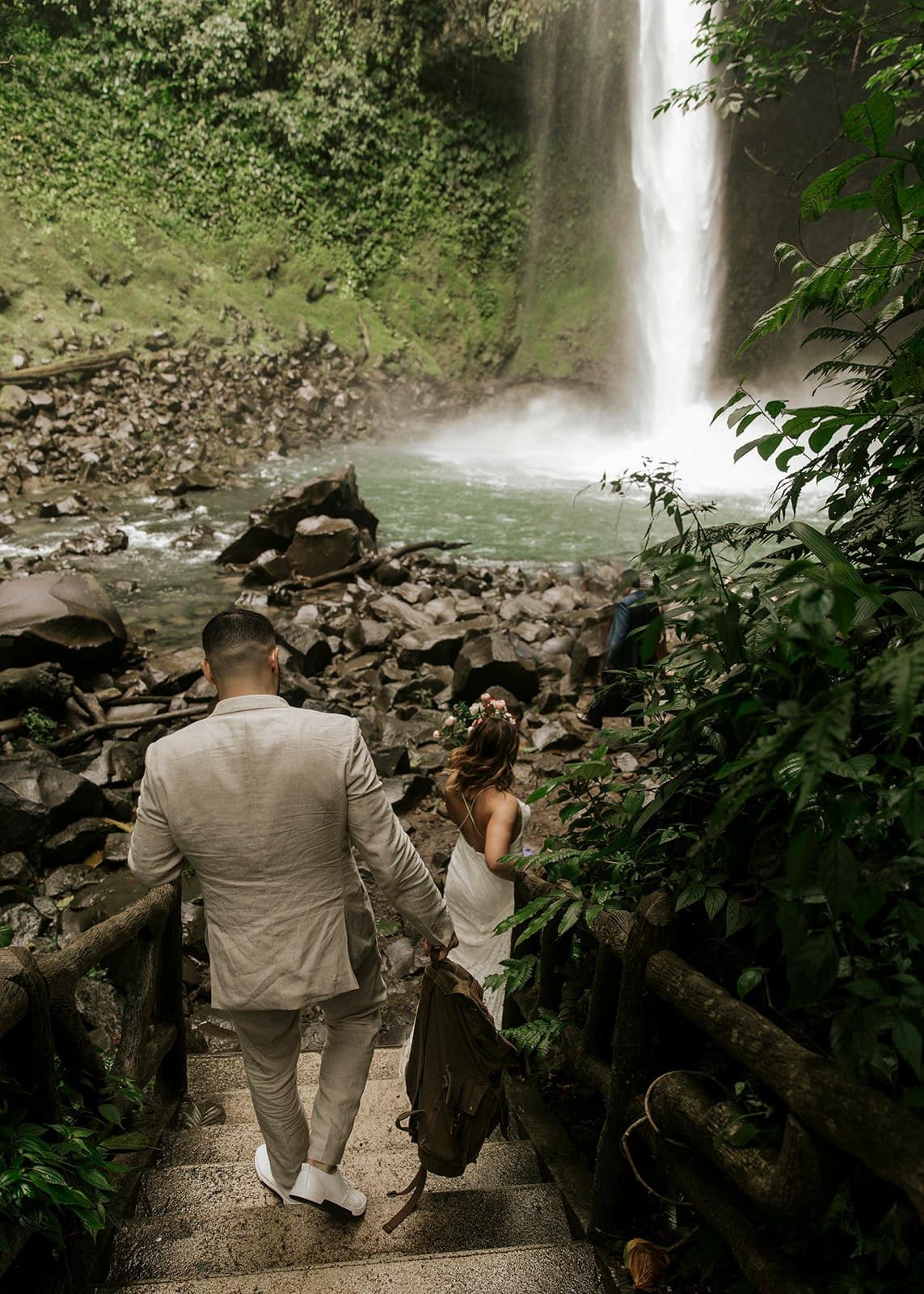 Jamie & Joey couple hiking to watefall