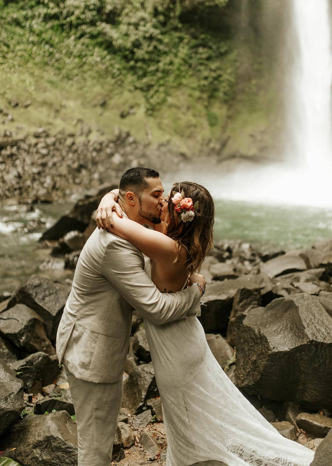 Jamie & Joey bride and groom kiss during ceremony