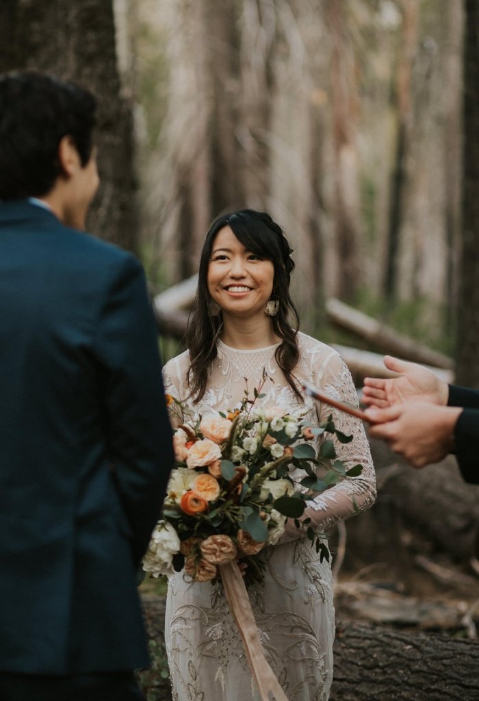 bride listening to vows