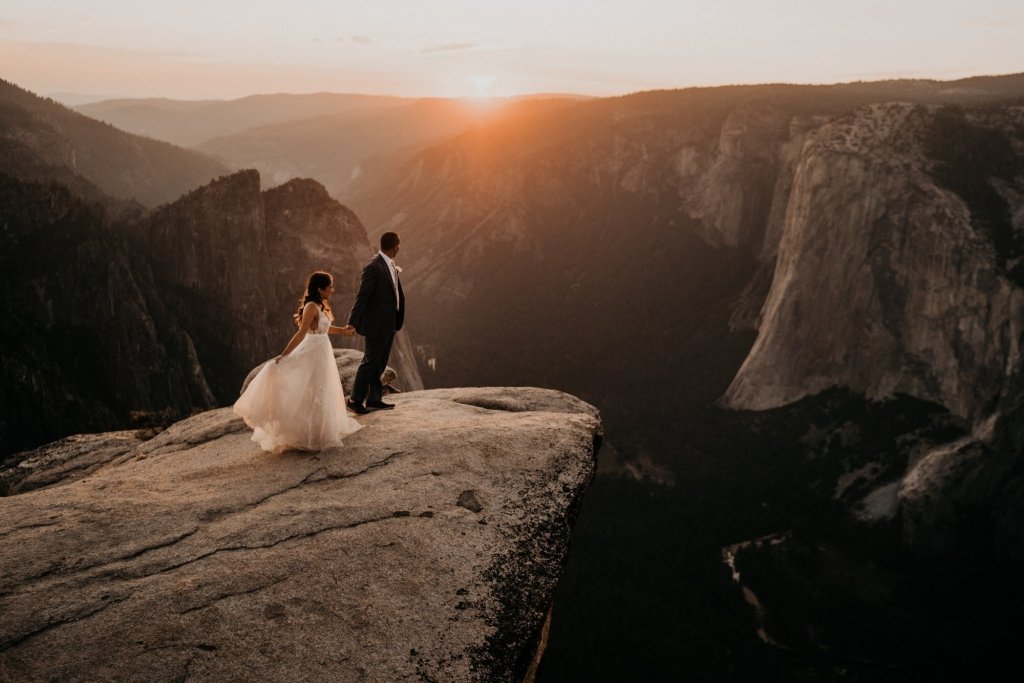 taft point sunset Yosemite wedding