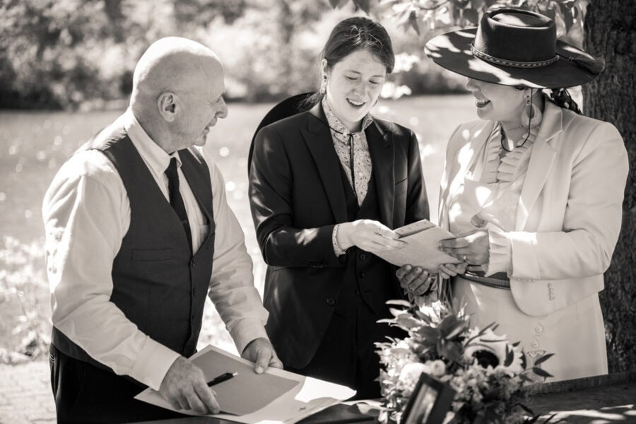 You can have the legal document signed the day of your elopement. 