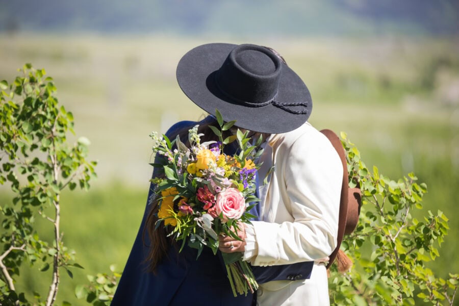 The kiss of two hearts, on the prairie. 
