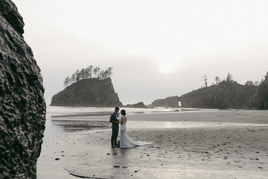 A Romantic Washington Micro wedding with Twilight Tones and Forest Views