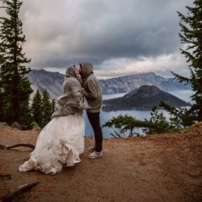 Sunset Across the Caldera – A Crater Lake Adventure Elopement